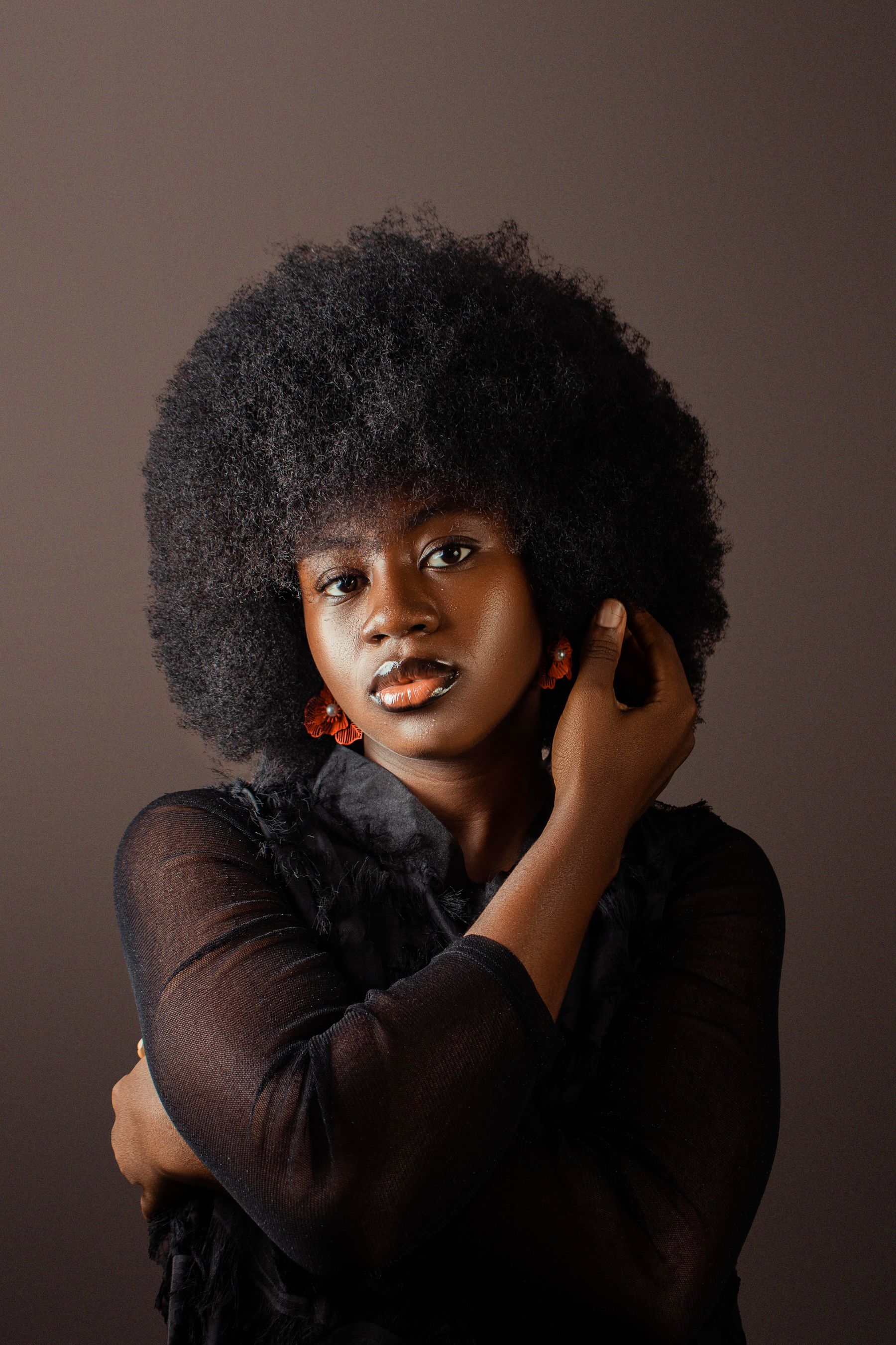 Portrait of a woman with natural afro hair